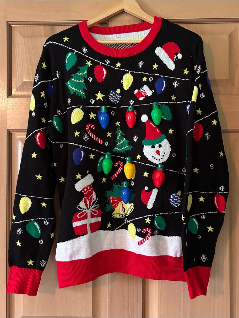 JOYIN Women’s LED Light Up Ugly Christmas Sweater 3D Bulbs Sz L EWC